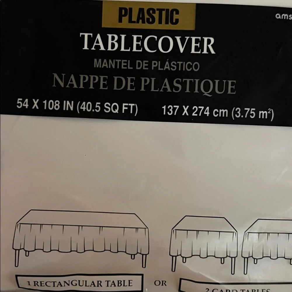 Bundle of 5 Amscan White Plastic Table Covers - NWT